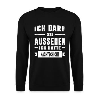 Nachtschicht Geschenk Schichtarbeit Frauen Männer - Unisex Pullover - Schwarz - Vorne - Alina (178cm) & Michal (187cm)