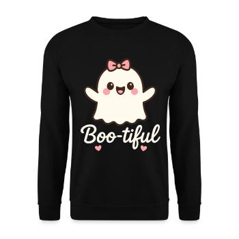 Cute Boo-Tiful Ghost Halloween Party Fun - Unisex Sweatshirt - black - Front - Alina (178cm) & Michal (187cm)