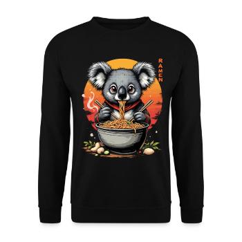 Koala Ramen Meister - Unisex Pullover - Schwarz - Vorne - Alina (178cm) & Michal (187cm)