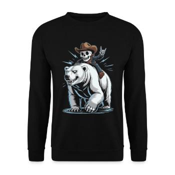 Skeleton Cowboy Riding Polar Bear - Unisex Sweatshirt - black - Front - Alina (178cm) & Michal (187cm)