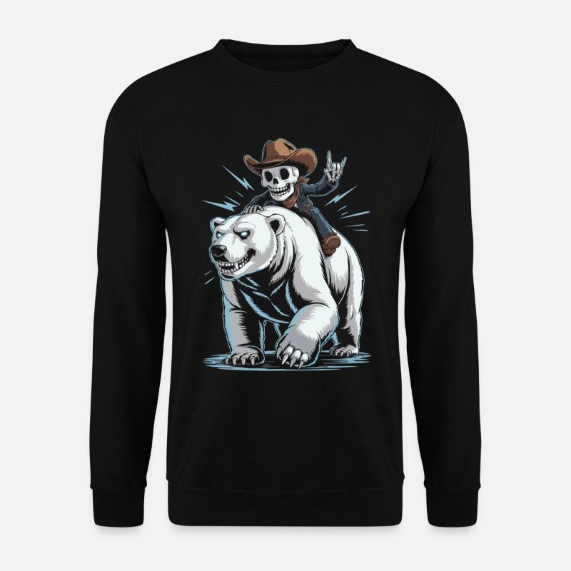 Skelett Cowboy Reitet Polarbär - Unisex Pullover - Schwarz