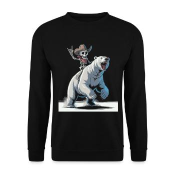 Bone cowboy rides polar bear - Unisex Sweatshirt - black - Front - Alina (178cm) & Michal (187cm)