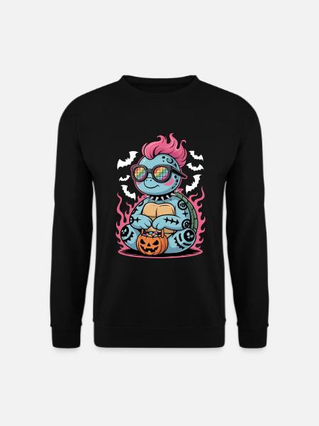 Halloween Punk Turtle with Pumpkin Basket - Unisex Sweatshirt - black