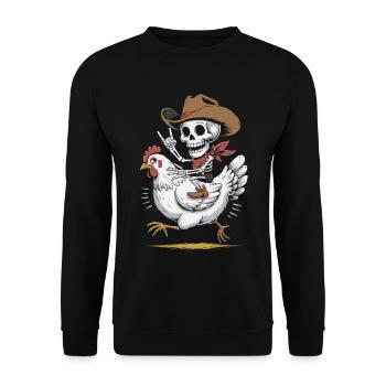 Cow-boy squelette sur poule - Sweat-shirt Unisexe - noir - Devant - Alina (178cm) & Michal (187cm)