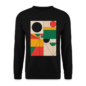 Bauhaus Abstrakte Geometrische Formen Kunstwerk - Unisex Pullover - Schwarz - Vorne - Alina (178cm) & Michal (187cm)