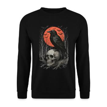Raven Skull Moon Skull Gothic Black Crow - Unisex Sweatshirt - black - Front - Alina (178cm) & Michal (187cm)