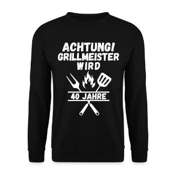 Attention Grill Master fête ses 40 ans – Drôle de barbecue T-Shir - Sweat-shirt Unisexe - noir - Devant - Alina (178cm) & Michal (187cm)