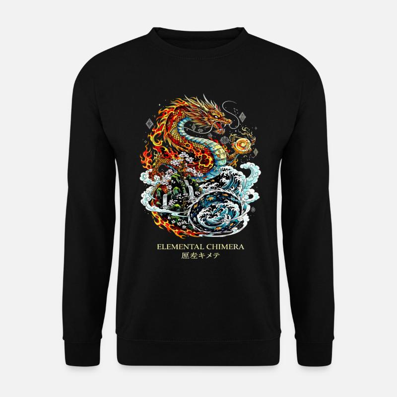 Elemental Chimera | Fire & Water Dragon - Unisex Sweatshirt - black