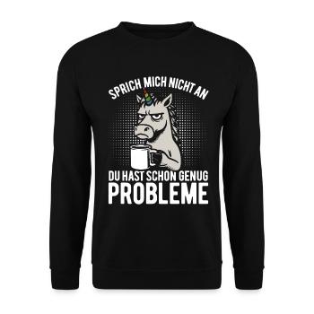 Don't talk to me - grumpy unicorn, coffee - Unisex Sweatshirt - black - Front - Alina (178cm) & Michal (187cm)