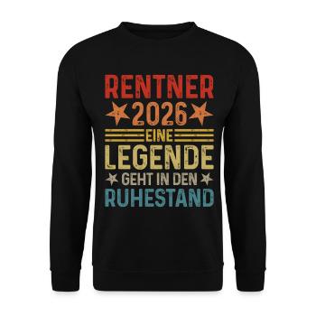 Pensioners 2026 A legend retires - Unisex Sweatshirt - black - Front - Alina (178cm) & Michal (187cm)