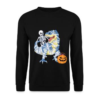 Squelette équitation momie dinosaure T-shirt Halloween - Sweat-shirt Unisexe - noir - Devant - Alina (178cm) & Michal (187cm)
