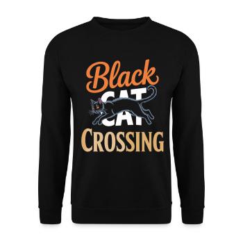 Black Cat Crossing Funny Halloween Shirt - Unisex Sweatshirt - black - Front - Alina (178cm) & Michal (187cm)