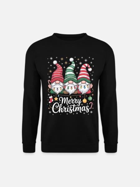 Three Gnomes with Hats - Merry Christmas - Unisex Sweatshirt - black
