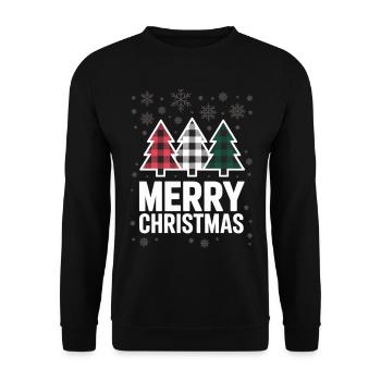Joyeux Noël - Arbre à damier avec de la neige - Sweat-shirt Unisexe - noir - Devant - Alina (178cm) & Michal (187cm)