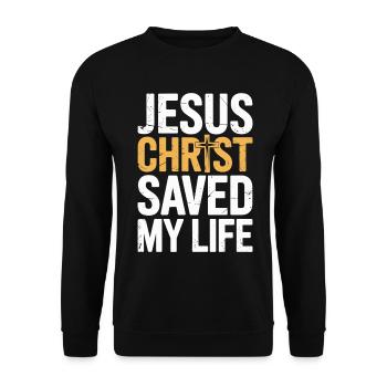  Jesus Christus hat mein Leben gerettet - Unisex Pullover - Schwarz - Vorne - Alina (178cm) & Michal (187cm)