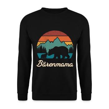 Werdende Mutter BÄRENMAMA Bald Mama Lustiges - Unisex Pullover - Schwarz - Vorne - Alina (178cm) & Michal (187cm)