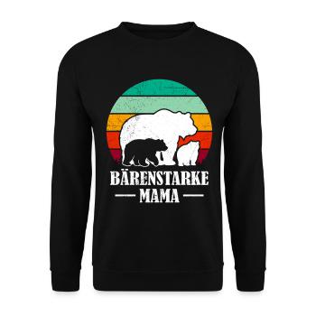 Werdende Mutter BÄREN STARKE MAMA Lustiges - Unisex Pullover - Schwarz - Vorne - Alina (178cm) & Michal (187cm)
