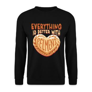 Pelmeni Pelmenis Everything Is Better With Pelmeni - Unisex Sweatshirt - black - Front - Alina (178cm) & Michal (187cm)