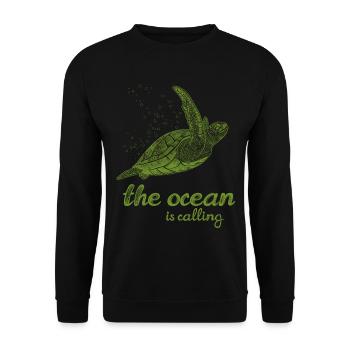 The Ocean Is Calling - Turtle - Unisex Sweatshirt - black - Front - Alina (178cm) & Michal (187cm)