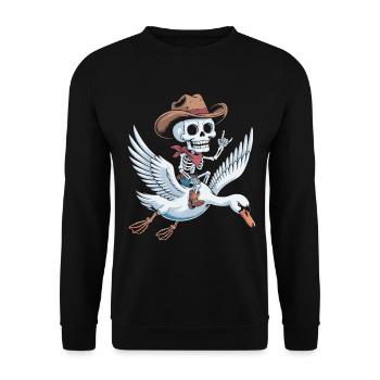 Squelette cow-boy sur cygne - Sweat-shirt Unisexe - noir - Devant - Alina (178cm) & Michal (187cm)
