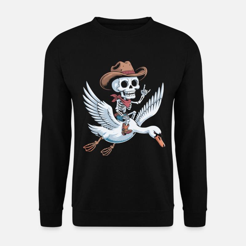 Skeleton cowboy on swan - Unisex Sweatshirt - black