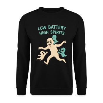 Low Battery High Spirits Funny Halloween parents - Unisex Sweatshirt - black - Front - Alina (178cm) & Michal (187cm)