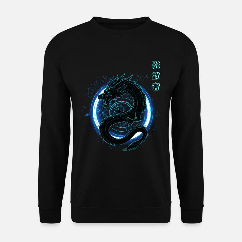 Japanisch neon blauer - Drache - Unisex Pullover - Schwarz