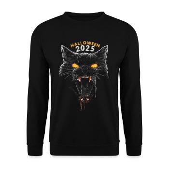 Halloween 2025 Chat Noir - Sweat-shirt Unisexe - noir - Devant - Alina (178cm) & Michal (187cm)