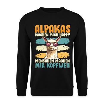 Alpaga Fan ALPAGAS MAKE ME HAPPY Drôle - Sweat-shirt Unisexe - noir - Devant - Alina (178cm) & Michal (187cm)