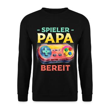 Dad-to-be PLAYER DAD READY Funny - Unisex Sweatshirt - black - Front - Alina (178cm) & Michal (187cm)