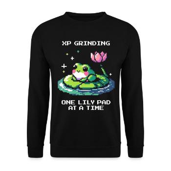 XP-Grind – Sheet by Sheet | Frog, Water Lily - Unisex Sweatshirt - black - Front - Alina (178cm) & Michal (187cm)