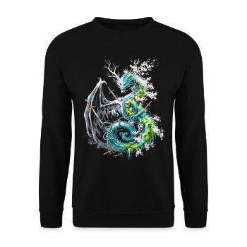Drache des Lebens und Todes - Unisex Pullover - Schwarz - Vorne - Alina (178cm) & Michal (187cm)