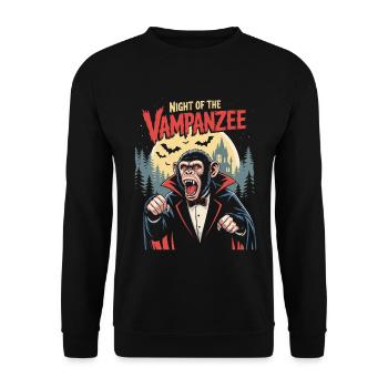 Night of the Vampanzee Chimpanzee for Halloween - Unisex Sweatshirt - black - Front - Alina (178cm) & Michal (187cm)