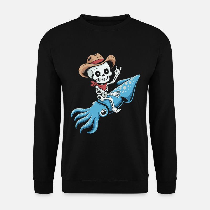 Skeleton cowboy on octopus - Unisex Sweatshirt - black