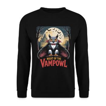 Nacht der Vampir Eule - Unisex Pullover - Schwarz - Vorne - Alina (178cm) & Michal (187cm)