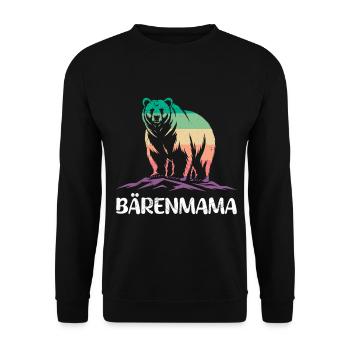 Werdende Mutter BÄRENMAMA Bald Mama Lustiges - Unisex Pullover - Schwarz - Vorne - Alina (178cm) & Michal (187cm)