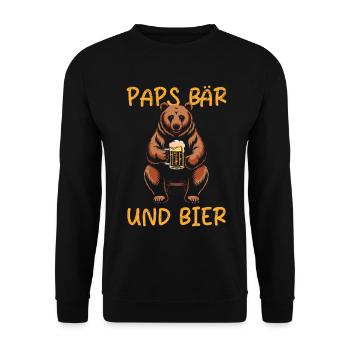 Soon Papa Beer Fan PAPS BEAR AND BEER Funny - Unisex Sweatshirt - black - Front - Alina (178cm) & Michal (187cm)