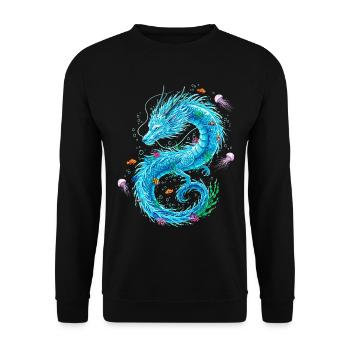 Water dragon with sea creatures - Unisex Sweatshirt - black - Front - Alina (178cm) & Michal (187cm)