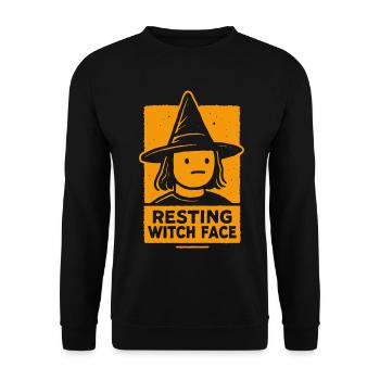 Ruhendes Hexengesicht Lustiges Halloween Spruch Kostüm - Unisex Pullover - Schwarz - Vorne - Alina (178cm) & Michal (187cm)