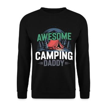 Camping Dad Shirt with Tent and Forest Motif - Unisex Sweatshirt - black - Front - Alina (178cm) & Michal (187cm)