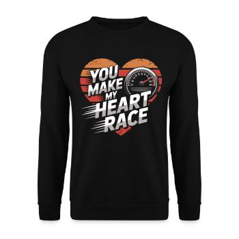 Rennsport Herzschlag Shirt für Männer und Frauen - Unisex Pullover - Schwarz - Vorne - Alina (178cm) & Michal (187cm)