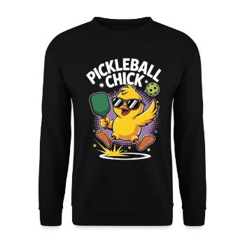 Chemise de pickleball avec poussin et raquette - Sweat-shirt Unisexe - noir - Devant - Alina (178cm) & Michal (187cm)
