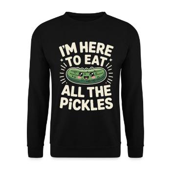 Concombres ici pour manger tous les cornichons - Sweat-shirt Unisexe - noir - Devant - Alina (178cm) & Michal (187cm)