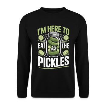 Concombres ici pour manger tous les cornichons - Sweat-shirt Unisexe - noir - Devant - Alina (178cm) & Michal (187cm)