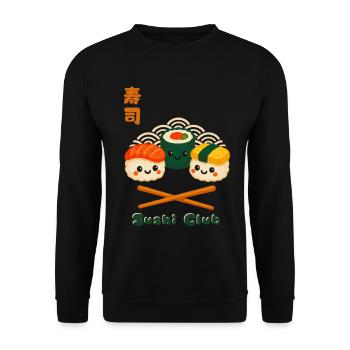 Kawaii Sushi Club Japon Design - Sweat-shirt Unisexe - noir - Devant - Alina (178cm) & Michal (187cm)