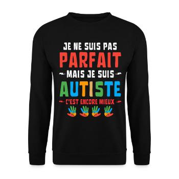 I'M NOT PERFECT BUT AUTISTIC - Unisex Sweatshirt - black - Front - Alina (178cm) & Michal (187cm)