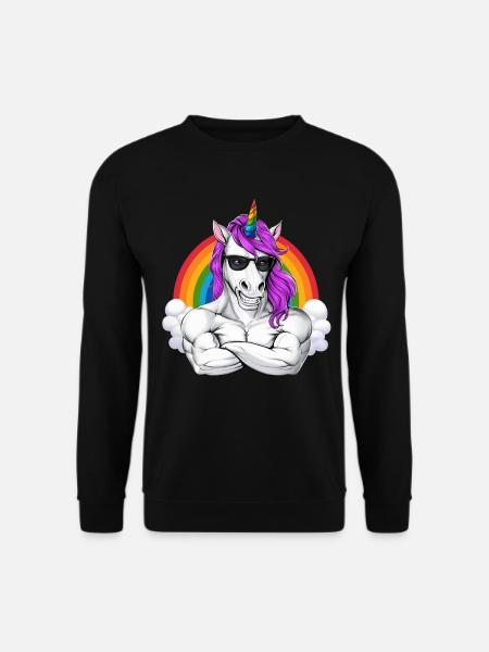 Unicorn Fitness Bodybuilder - Unisex Sweatshirt - black