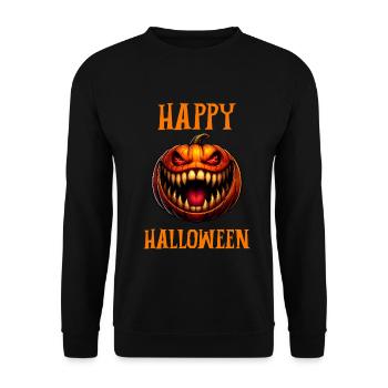 Happy Halloween – creepy pumpkin face - Unisex Sweatshirt - black - Front - Alina (178cm) & Michal (187cm)