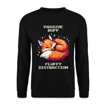 Passive Stärkung: flauschige Ablenkung | Fuchs - Unisex Pullover - Schwarz - Vorne - Alina (178cm) & Michal (187cm)