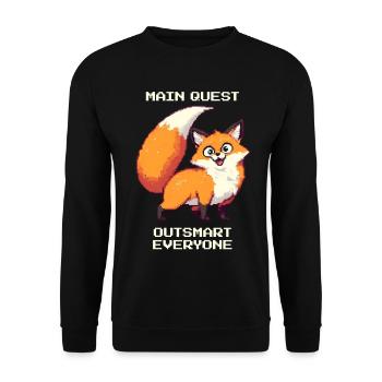 Quête principale : Déjouer tout le monde | Renard Derpy - Sweat-shirt Unisexe - noir - Devant - Alina (178cm) & Michal (187cm)